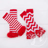 Striped Red & White Ruffled Hem Leg Warmers - Grace and Lucille