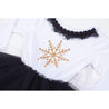 Bejeweled Neck Snowflake Dress Black Tutu, White Long Sleeves - Grace and Lucille