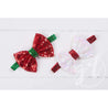 Two-in-One Sequined Bow Headband & Belt, Christmas White Bow on Red Band - Grace and Lucille