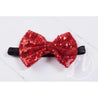 Two-in-One Sequined Bow Headband & Belt, Red Bow on Black Band - Grace and Lucille