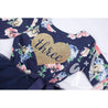 Fourth Birthday Dress Heart of Gold with "FOUR" on Navy Floral Long Sleeves - Grace and Lucille