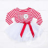 Scalloped Heart Birthday Dress Outfit "TWO" Red Striped Long Sleeves - Grace and Lucille
