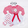 Scalloped Heart Birthday Dress Outfit "TWO" Red Striped Long Sleeves - Grace and Lucille