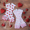 Red & White Hearts Ruffled Hem Leg Warmers - Grace and Lucille