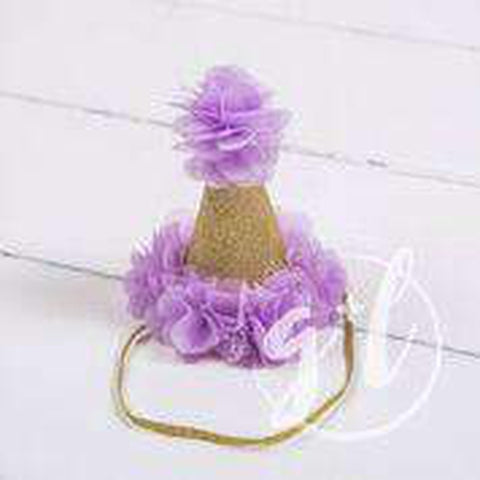 1st Birthday Outfit "1" Gold "Birthday Girl" Purple Polka Dot Long Sleeve Dress & Purple/Gold Party Hat - Grace and Lucille