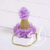 1st Birthday Outfit "1" Gold "Birthday Girl" Purple Polka Dot Long Sleeve Dress & Purple/Gold Party Hat - Grace and Lucille