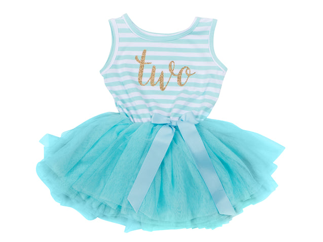 2nd Birthday Dress - Striped (Sleeveless)