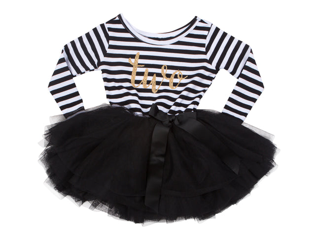 2nd Birthday Dress - Striped (Long Sleeve)