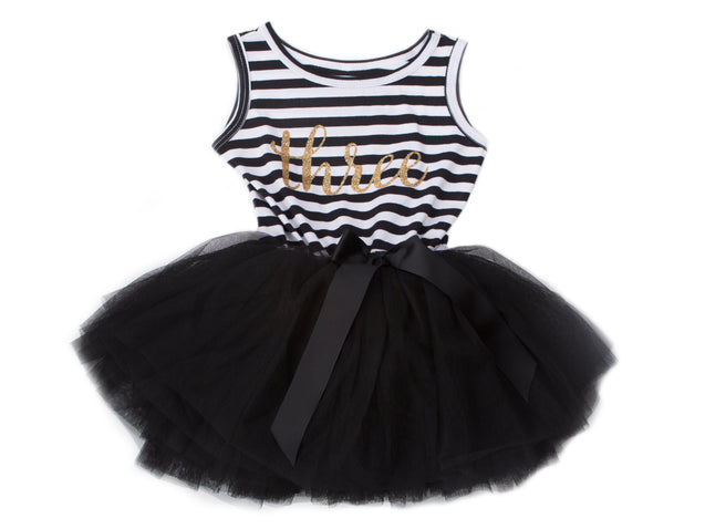 3rd Birthday Dress - Striped (Sleeveless)