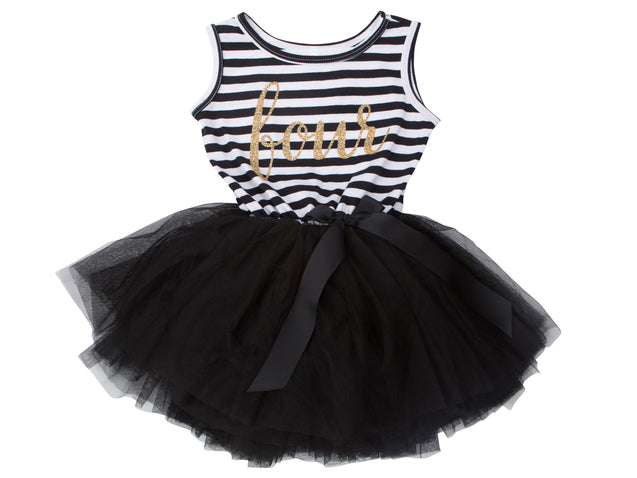 4th Birthday Dress - Striped (Sleeveless)