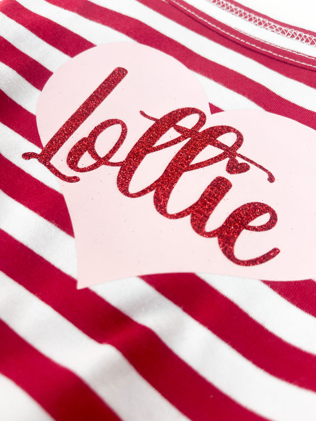 Personalized Valentines dress with heart and name