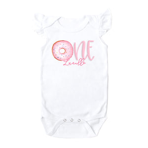 Personalized Pink Donut Onesie Toddler
