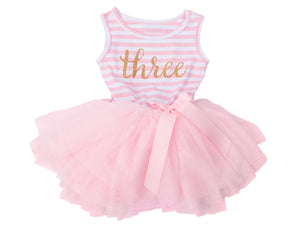 3rd Birthday Dress - Striped (Sleeveless)