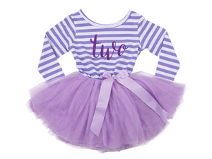 2nd Birthday Dress - Striped (Long Sleeve)