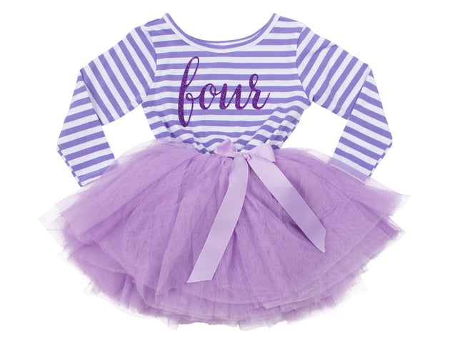 4th Birthday Dress - Striped (Long Sleeve)