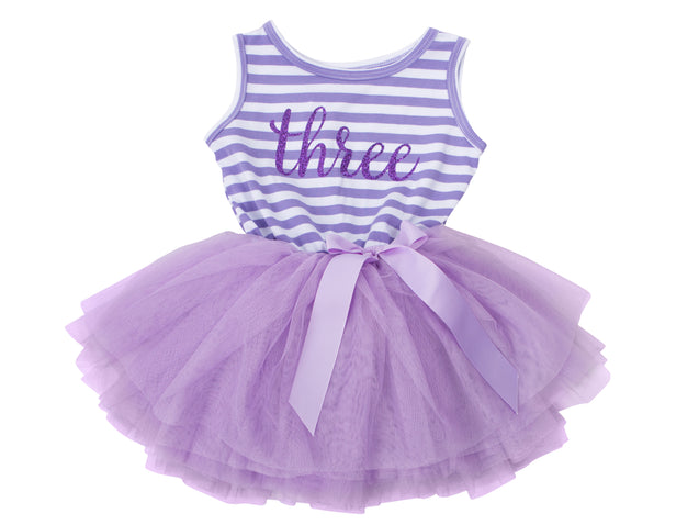 3rd Birthday Dress - Striped (Sleeveless)