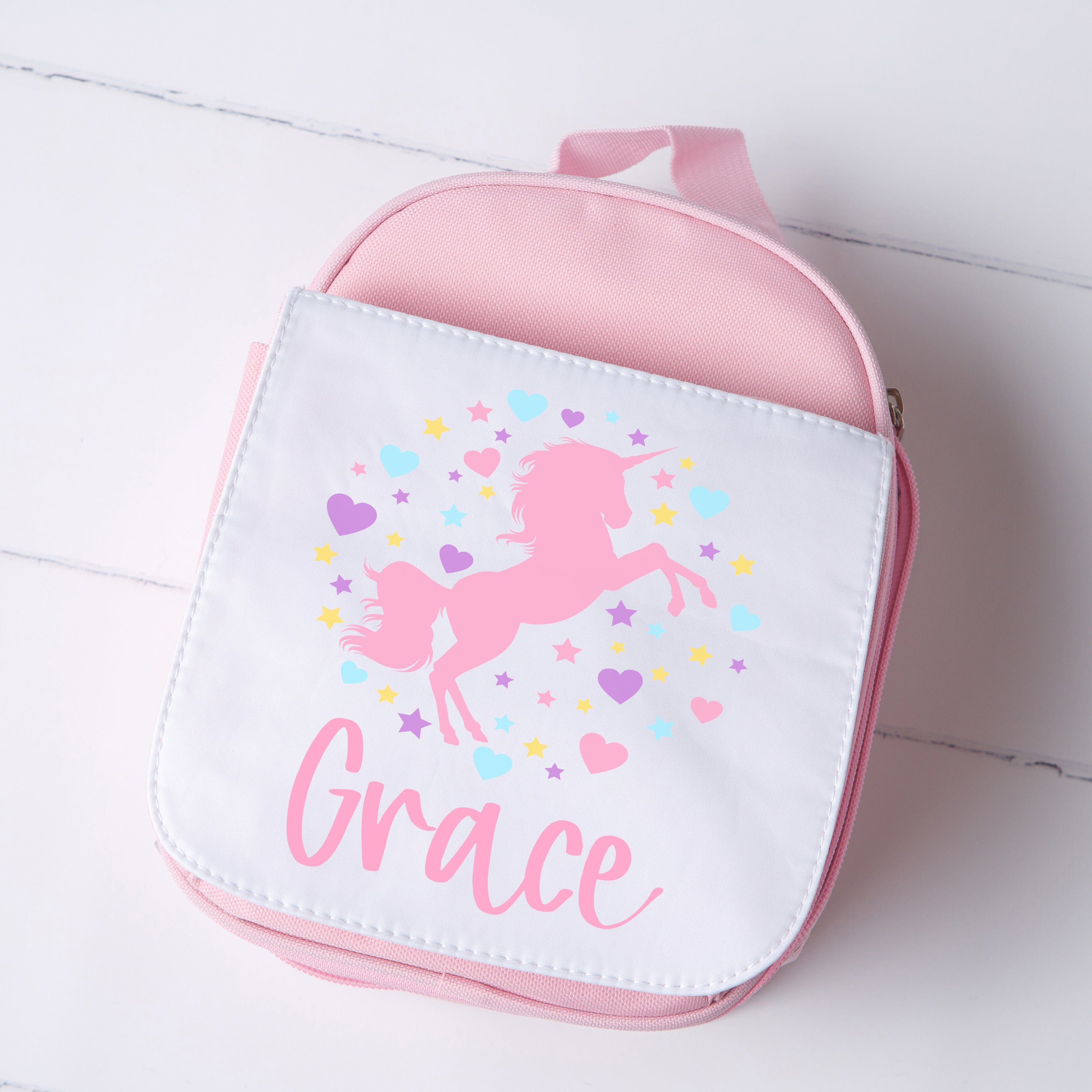 Grace and Lucille Custom Unicorn Lunch Bag for Girls