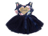 Navy Floral Heart of Gold Birthday Dress - (2nd Birthday Dress - 2nd Birthday Outfit)