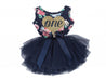 Navy Floral Heart of Gold Birthday Dress - (2nd Birthday Dress - 2nd Birthday Outfit)