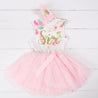 Pink Floral Gold Script Birthday Dress (3rd Birthday Dress - 3rd Birthday Outfit)