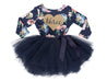 Navy Floral Heart of Gold Birthday Dress - (3rd Birthday Dress - 3rd Birthday Outfit)